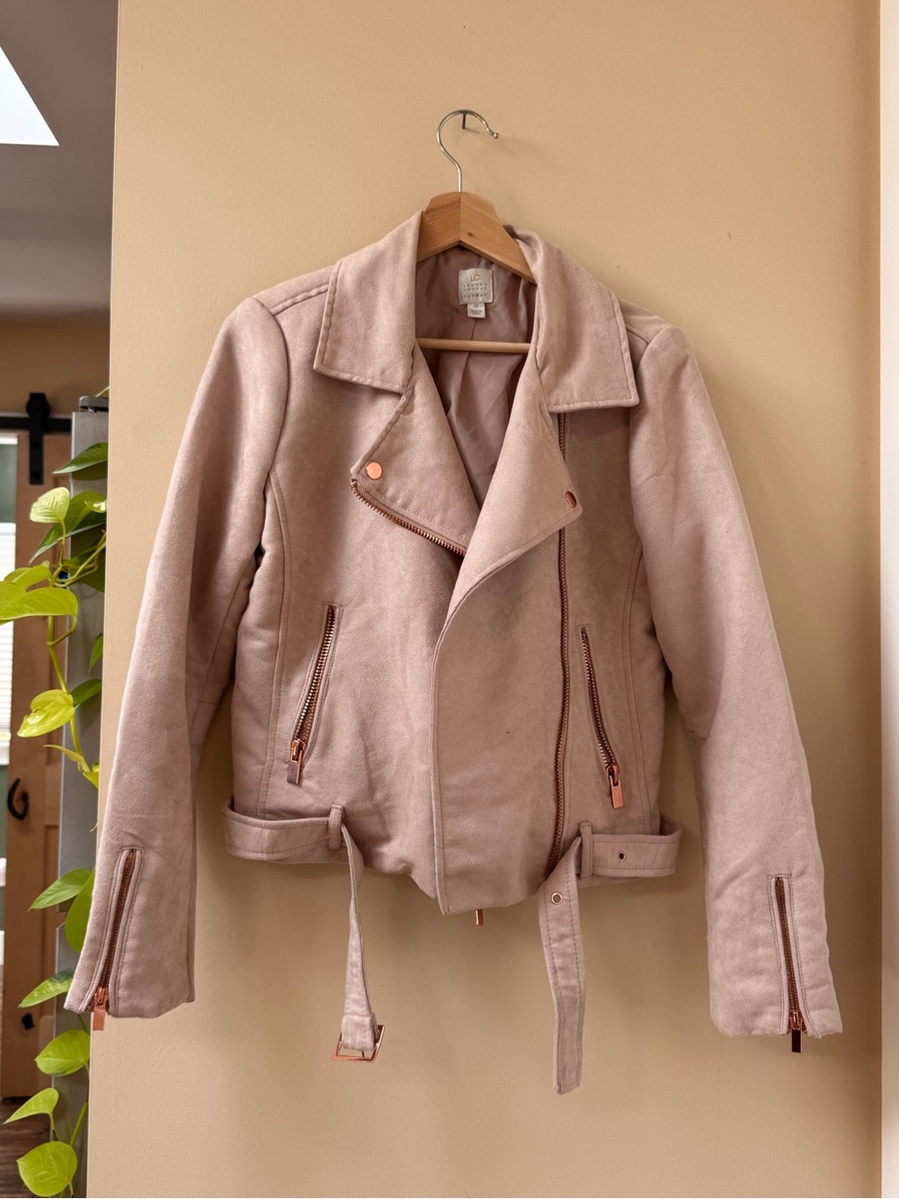 LC Lauren Conrad Blush Suede Moto Jacket